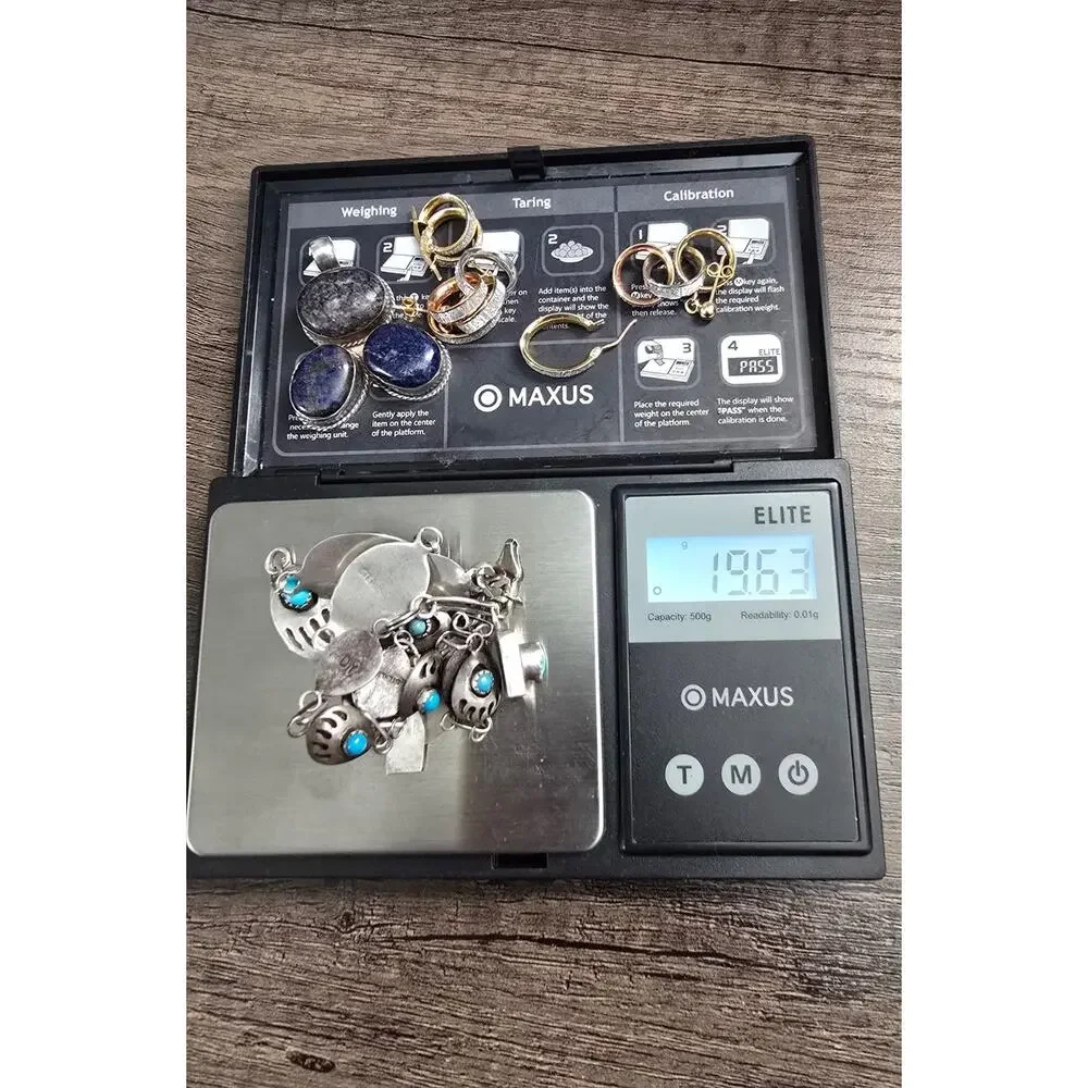 2x Navajo DY Sterling Bear paw Turquoise Repurposed Bracelet links 8